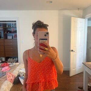 Sienna Sky Orange Ruffled Tiered Camisole